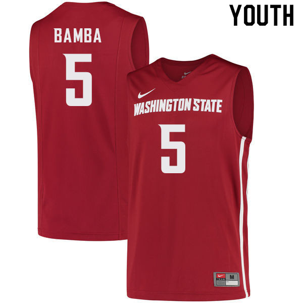 Youth #5 TJ Bamba Washington State Cougars College Basketball Jerseys Sale-Crimson